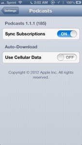 Apple doesn't give you many settings for Podcasts, but you can sure sync your data.