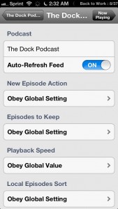 Apply specific settings on a per-podcast basis.