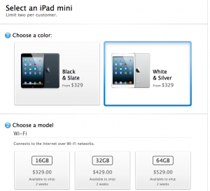 The white iPad mini ... Going, going, gone