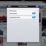 Chrome version 23.0.1271.91 (iPad 2) - Content Settings