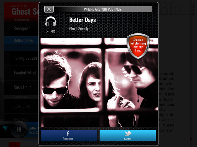 Band Of The Day Update Enables Sharing Of Full-Play Songs